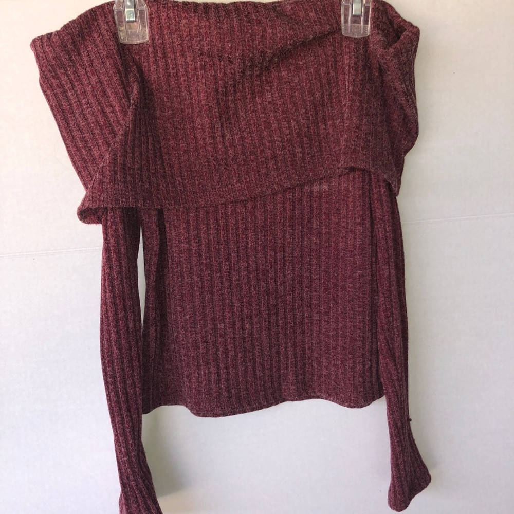 Red off the shoulder sweater
